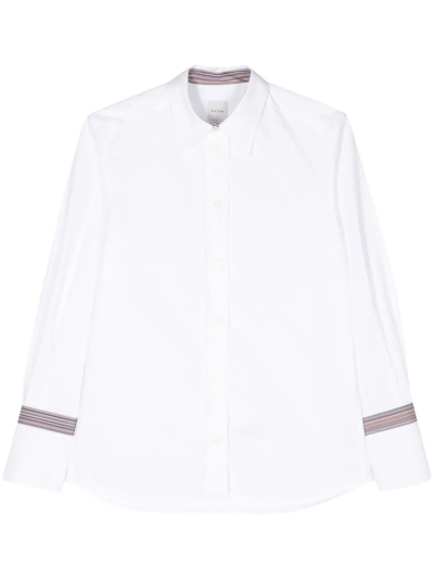 Paul Smith Long-sleeved Cotton Shirt In White