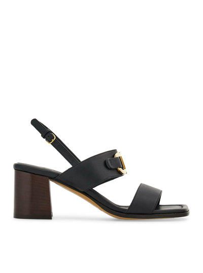 Ferragamo Sandals Block Heel Gancini Buckle In Black