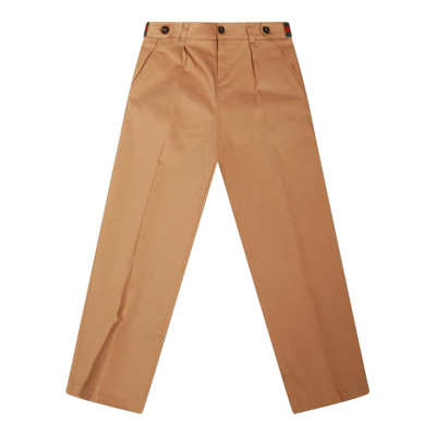 Gucci Kids Button Detailed Straight Leg Pants In Brown