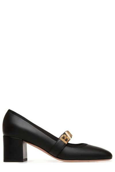 Bally 50mm Logo-plaque Leather Pumps In Black