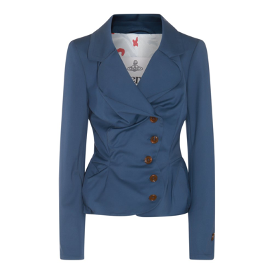 Vivienne Westwood Ruched Detail Single Breasted Jacket In Blue