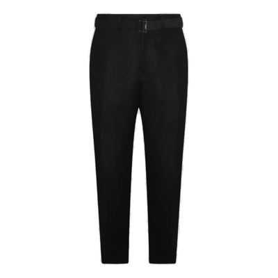 Sacai Belted Waist Straight Leg Trousers In Black