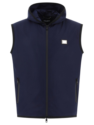 Dolce & Gabbana Sporty Vest With Zipper In Blue
