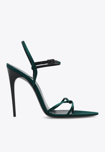 Saint Laurent Clara Pointed Toe Sandals In Dark Green