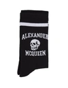 Alexander Mcqueen Logo-intarsia Skull Socks In Black