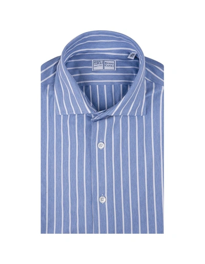 Fedeli Striped Light Strech Shirt In Blue