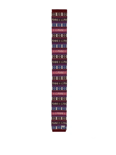 Ganni Wool Scarf In Multicolour