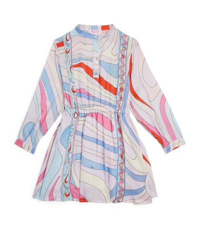 Pucci Junior Kids' Blue Iride Abstract-print Dress In Purple