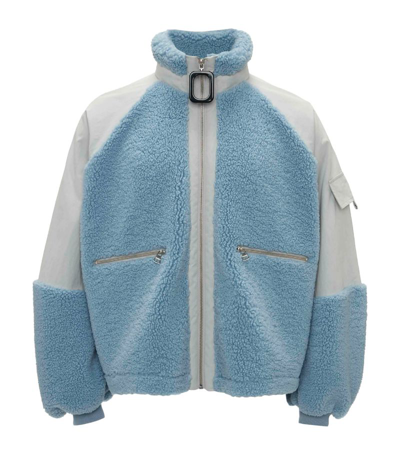 Jw Anderson Colour Block Fleece Track Top In Blue