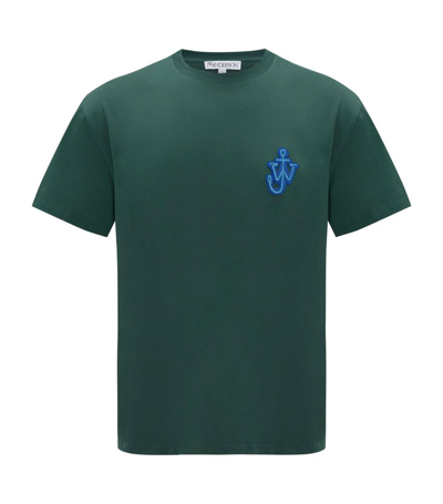 Jw Anderson Logo-patch Cotton T-shirt In Green