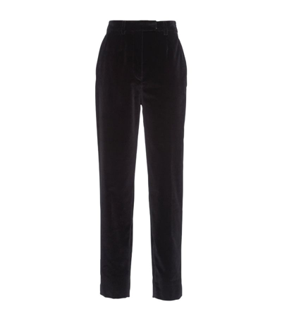 Prada Velvet Straight Trousers In Black