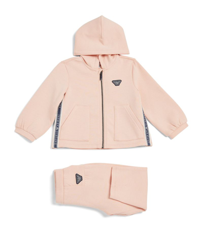 Emporio Armani Kids' Hoodie And Tracksuit Bottoms Set In Beige