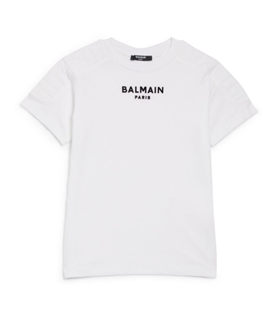 Balmain Kids' Biker-detail Logo T-shirt (4-14 Years) In White