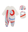 PUCCI JUNIOR PUCCI JUNIOR MARMO PRINT ALL-IN-ONE, HAT AND BIB SET (3-9 MONTHS)