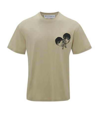 Jw Anderson Pol Anglada Embroidered T-shirt In Neutrals