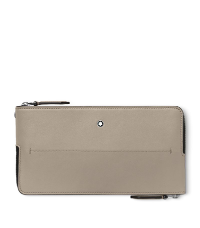 Montblanc Leather Meisterstück Double Phone Pouch In Grey