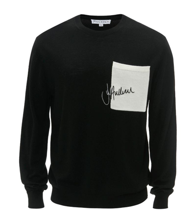 Jw Anderson Black Embroidered Sweater In 999 Black