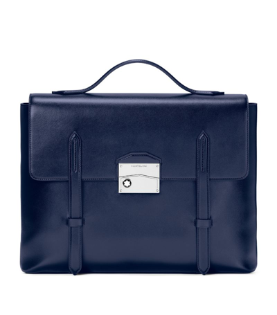 Montblanc Leather Meisterstück Neo Briefcase In Blue
