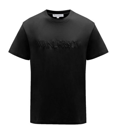 Jw Anderson Logo Embroidered T-shirt In Black