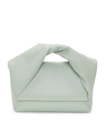 Jw Anderson Medium Leather Twister Top-handle Bag In Green