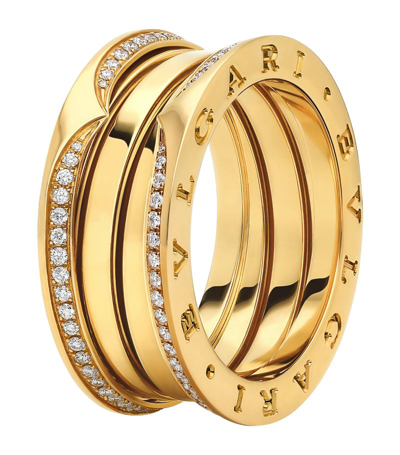 Bvlgari Yellow Gold And Diamond B.zero1 Three-band Ring