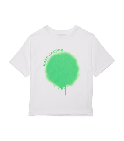 Marc Jacobs Kids' Big Spray Spot有机棉t恤 In White,green