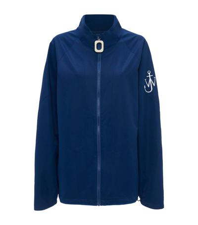 Jw Anderson Logo-print Zipped Jacket In Blue