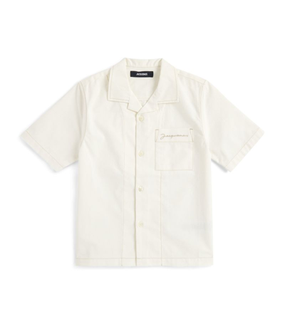 Jacquemus L'enfant Kids'  Embroidered Logo Shirt (4-12 Years) In Ivory