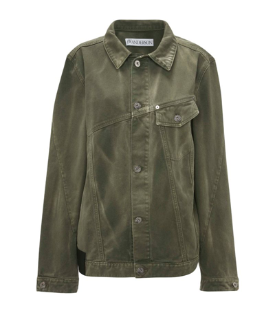 Jw Anderson Denim Oversized Twisted Jacket In Green