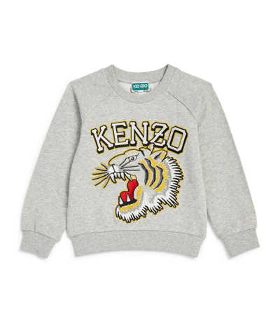 Kenzo Kids' Kotora Tiger-embroidered Cotton Sweatshirt In Grey