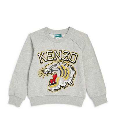 Kenzo Kids' Kotora 老虎刺绣棉卫衣 In Grey