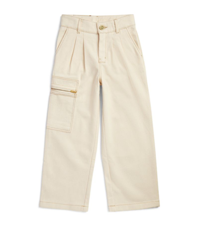 Jacquemus L'enfant Kids'  Denim Cargo Trousers (4-12 Years) In Ivory