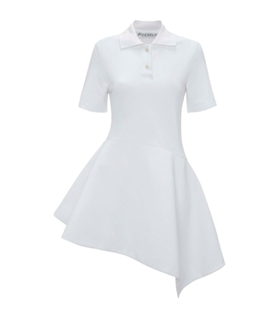 Jw Anderson Asymmetric Polo Shirt Mini Dress In White