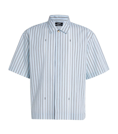 Jacquemus Short-sleeve Pinstripe Shirt In Blue