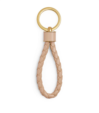 Bottega Veneta Intreccio Coaxial Keyring In Pink