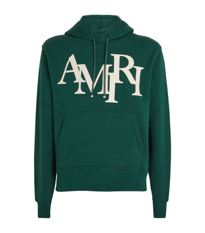 Amiri Staggered Logo Hoodie In Green | ModeSens