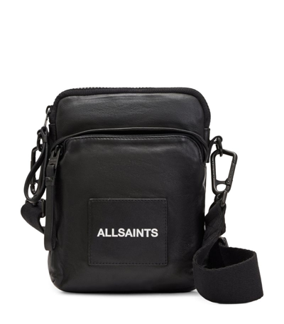 Allsaints Leather Falcon Cross-body Bag In Black