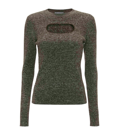 Jw Anderson Knitted Cutout Sweater In Green