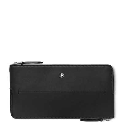 Montblanc Leather Meisterstück Double Phone Pouch In Black