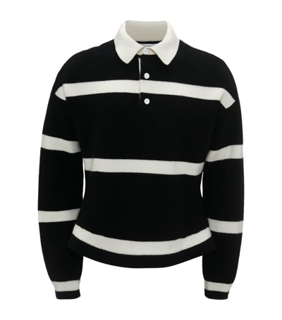 Jw Anderson Striped Polo Sweater In Black