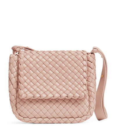 Bottega Veneta Small Leather Intreccio Cobble Shoulder Bag In Pink