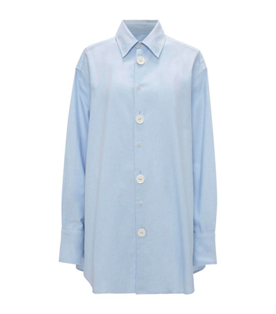 Jw Anderson Oversized Shirt With Ceramic Buttons In Blue