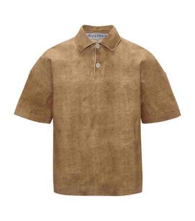 Jw Anderson Leather Polo Shirt In Neutrals