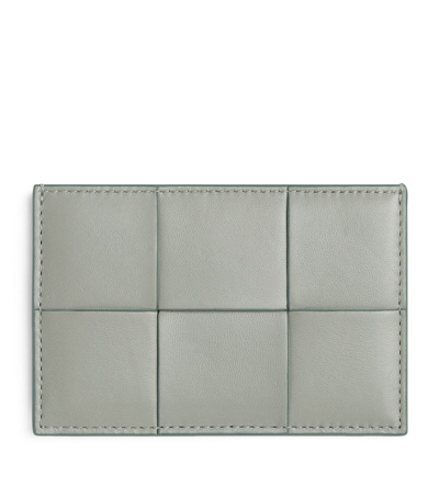 Bottega Veneta Leather Intreccio Card Holder In Grey