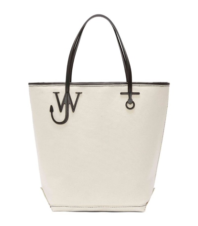 Jw Anderson Anchor Tall Canvas Tote In White/black