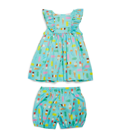 Rachel Riley Ice Lolly Dress And Bloomers Set (6 Months) In Blue