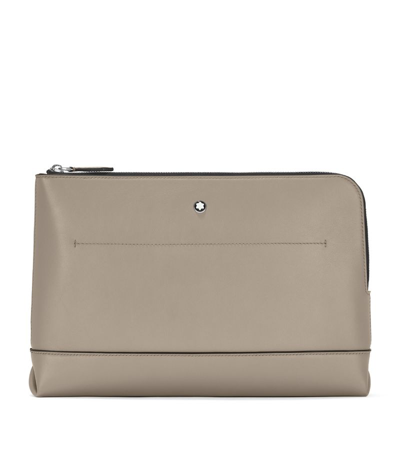 Montblanc Leather Meisterstück Selection Soft Pouch In Grey