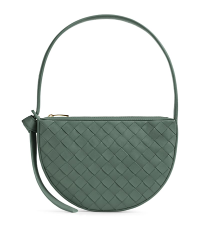 Bottega Veneta Mini Leather Sunrise Top-handle Bag In Green