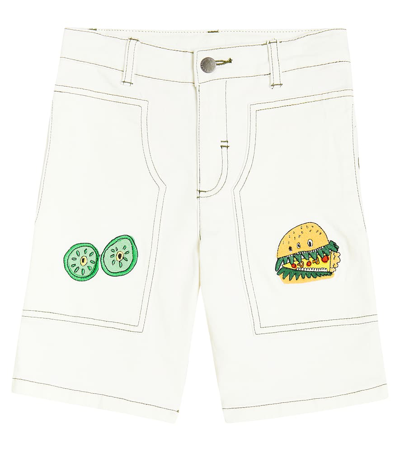 Stella Mccartney Kids' Shorts Aus Einem Baumwollgemisch In Weiss