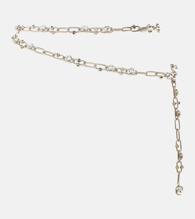 Alessandra Rich Embellished Chain Belt In Silver